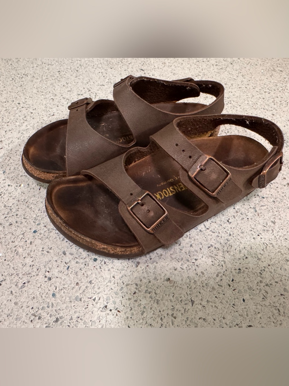 Birkenstock Milano Brown Suede Triple Strap Sandals Size 12 - Picture 2 of 10